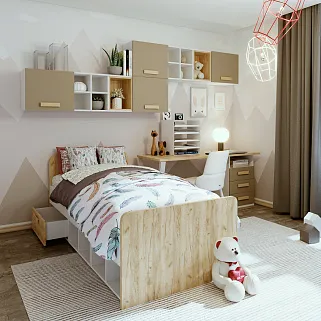 Тумба опора для стола с ящиками и нишей E705