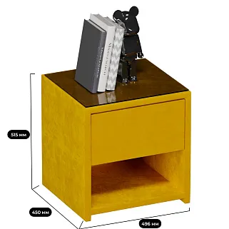 Тумба прикроватная мягкая, стекло прозрачное SUNRISE 751