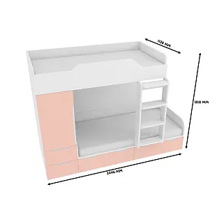 Кровать двухъярусная, фасады в эмали LE906, 90x190 L/R