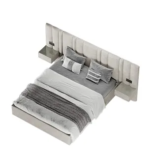 Кровать двуспальная мягкая HILTON с подъемным механизмом, мягкими панелями и тумбами, 160x200