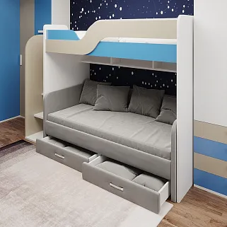 Кровать двухъярусная с диваном для мальчика подростка