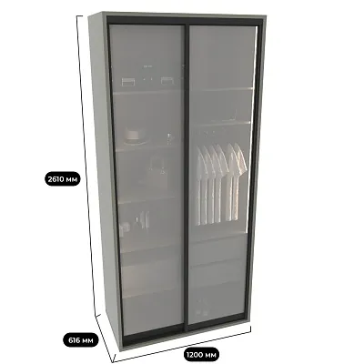 Шкаф-купе ХG126.60-3, профиль INTEGRO, стекло Сатинато белое, с подсветкой