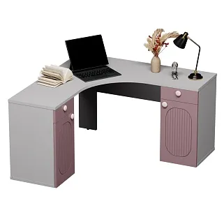 Cтол угловой равносторонний, фрезерованные фасады в эмали LE716