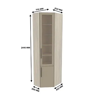 Шкаф угловой книжный со стеклом разносторонний с подсветкой L247.44 L/R