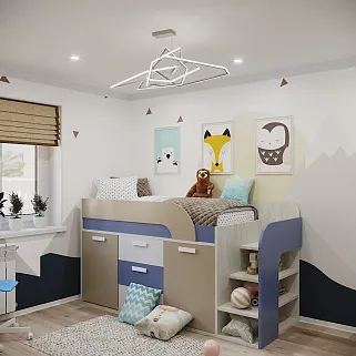 Кровать-чердак  с рабочей зоной E903.8, 80x180 L/R