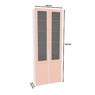 Шкаф книжный со стеклом, фасады в эмали LE240