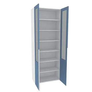 Шкаф книжный со стеклом, фасады в эмали LE214S