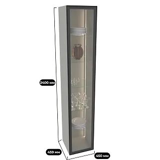 Шкаф со стеклянными фасадом полки стекло с подсветкой R220.1
