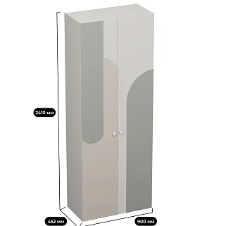 Шкаф двухдверный узкий, фрезерованные фасады в эмали LE210.44-1