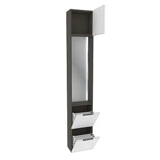 Шкаф завершающий с обувницей и зеркалом с подсветкой, фасады в эмали LE250