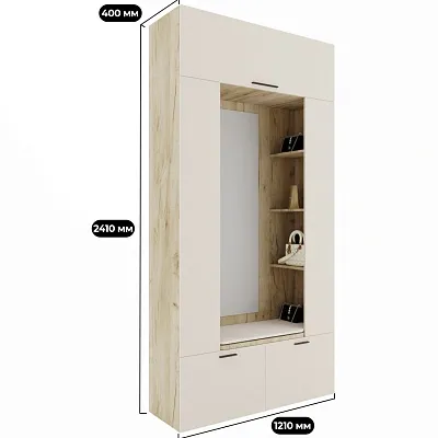 Секция с зеркалом, полками и мягким сиденьем L408