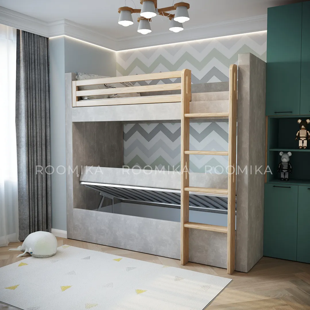 Кровать мягкая двухъярусная DUO L/R