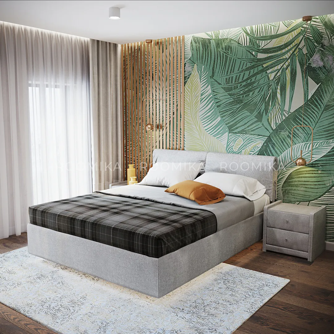 Кровать двуспальная мягкая KOLIBRI с подъемным механизмом, 140x200