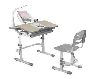 Комплект парта + стул трансформеры Lavoro Grey + лампа + подставка