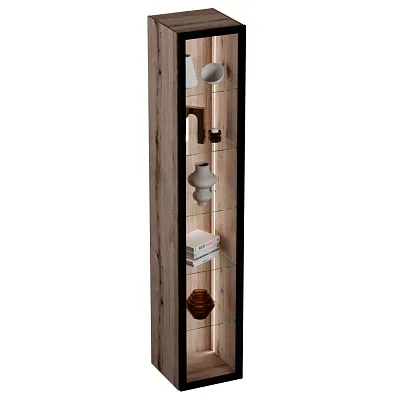 Шкаф со стеклянными фасадом полки стекло с подсветкой R220.1