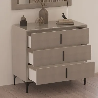 Комод мягкий, стекло прозрачное, ножки черные GRACE793