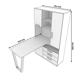 Шкаф со встроенным столом шириной 1154мм E407 L/R