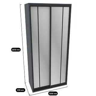 Шкаф-купеХG126.60-1, профиль INTEGRO, фасад зеркало серебро