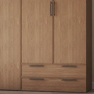 Шкаф двустворчатый с ящиками, фасады натуральный шпон L-211.44