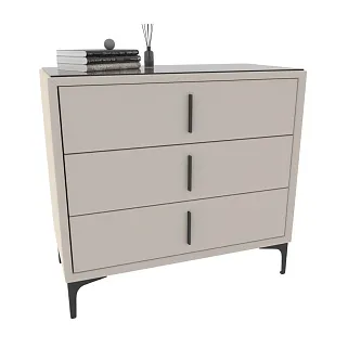 Комод мягкий, стекло прозрачное, ножки черные GRACE793