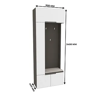 Секция с вешалкой и полками, фасады в эмали LE409 L/R