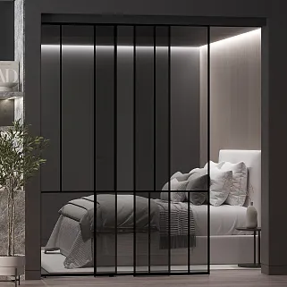 Раздвижная перегородка-купе, стекло Титан GRACE 17