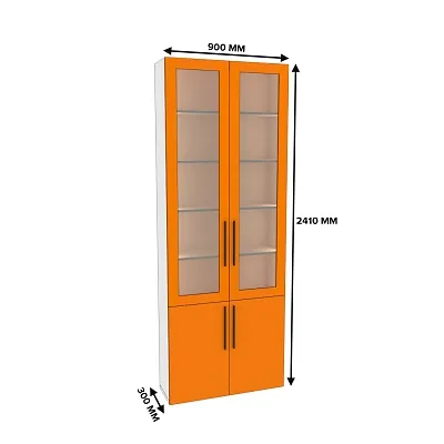 Шкаф книжный со стеклом L240 с подсветкой