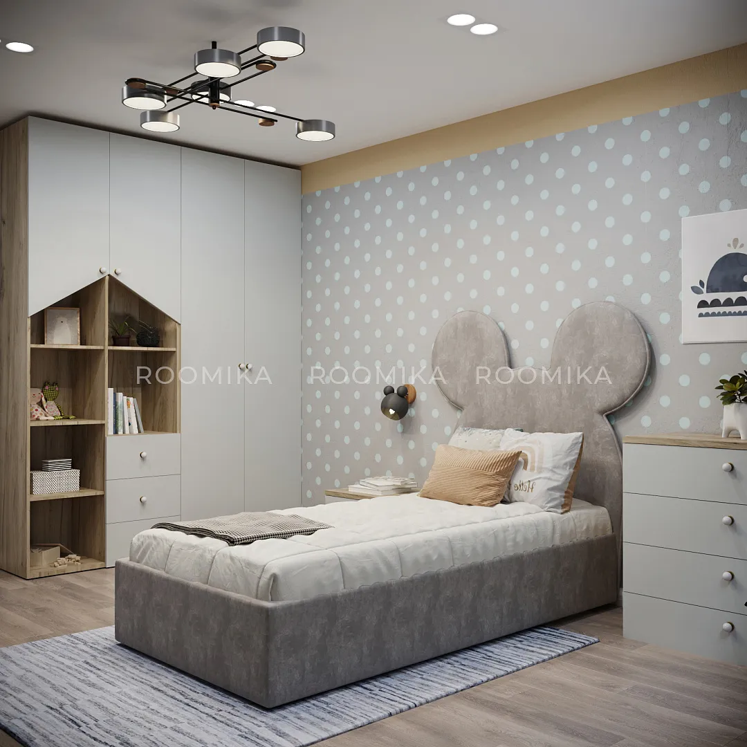 Кровать односпальная мягкая MICKEY с подъемным механизмом, 90x190