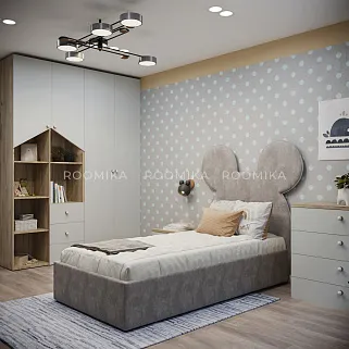 Кровать односпальная мягкая MICKEY с подъемным механизмом, 90x190