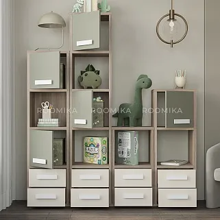 Стеллаж сквозной книжный на 14 ниш с ящиками E802,E803,E804,E805