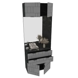 Тумба с зеркалом и комодными ящиками, фрезерованные фасады в эмали LE421 L/R