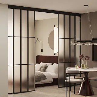 Светопрозрачная перегородка-купе, стекло Сатинато GRACE 14