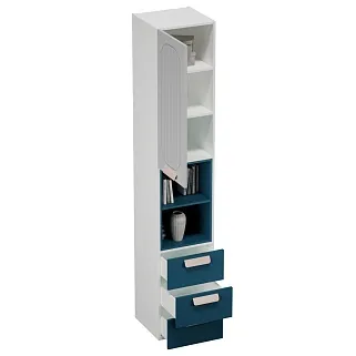 Шкаф однодверный с нишей и ящиками, фрезерованные фасады в эмали LE224