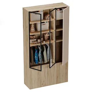 Шкаф трехдверный со стеклом в профиле с подсветкой, фасады в эмали LEF212.4-120 L/R