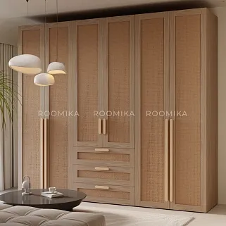 Шкаф двустворчатый, фасады натуральный ротанг L210.60-3