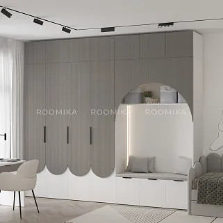 Шкаф для одежды, фрезерованные фасады в эмали LЕ251.60-1 L/R