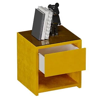 Тумба прикроватная мягкая, стекло прозрачное SUNRISE 751