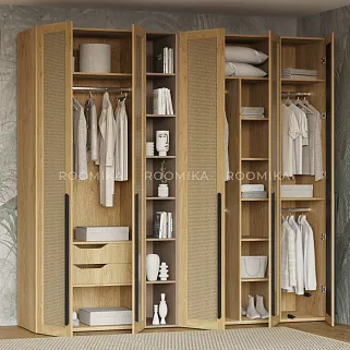 Шкаф двустворчатый, фасады натуральный ротанг L-210.60-3