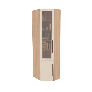 Шкаф угловой книжный со стеклом разносторонний с подсветкой L247.44 L/R