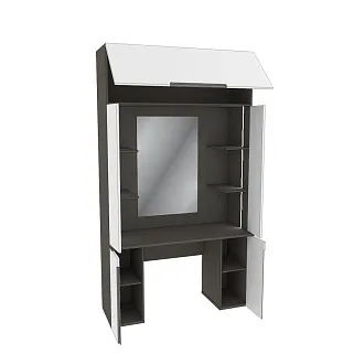 Стол туалетный с секцией и зеркалом с подсветкой, фасады в эмали LE404.44