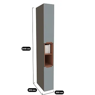 Шкаф книжный с нишей узкий, фасады в эмали LE226.300.600