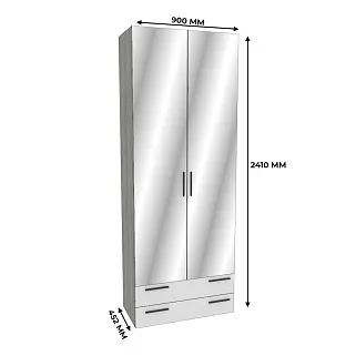 Шкаф двустворчатый с ящиками и с зеркалом LG-211.44Z