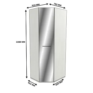 Шкаф угловой разностронний с зеркалом, фасады МДФ CG-218.1Z L/R