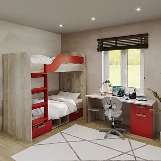 Кровать двухъярусная E906, 90x190 L/R