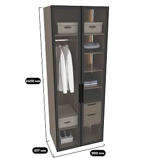 Шкаф для спальни с полками и штангой с подсветкой R210.60-4