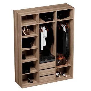 Шкаф со складными дверями, со стеклянной полкой в металлическом профиле с подсветкой L264