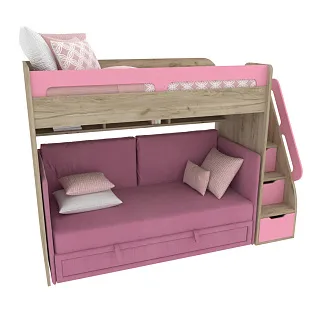 Кровать-чердак E977 с диваном Bergamo, 90x200 L/R