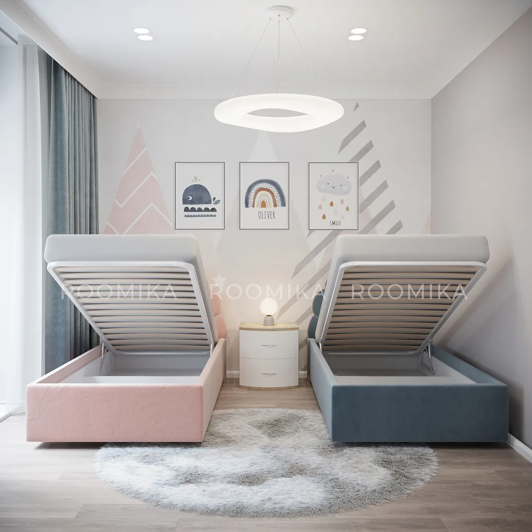 Кровать односпальная мягкая DENNI с подъемным механизмом