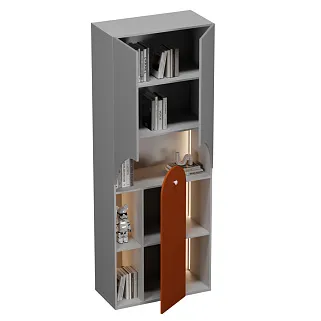 Стеллаж для книг с подсветкой, фрезерованные фасады в эмали LЕ253.44 L/R