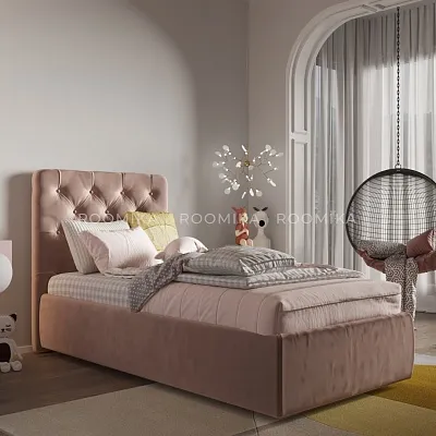 Кровать односпальная мягкая MIRA с подъемным механизмом, 90x190